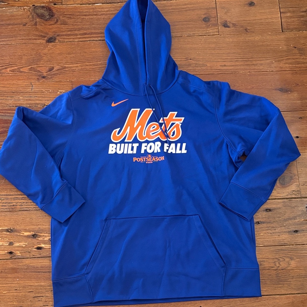 Nike Royal Blue New York Mets "Built For Fall" Hoodie with Orange and White Logo